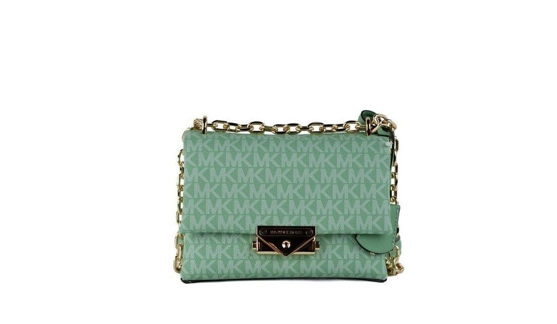 Michael Kors Cece Small Sea Green Signature PVC Convertible Flap Crossbody Bag - KALAJ