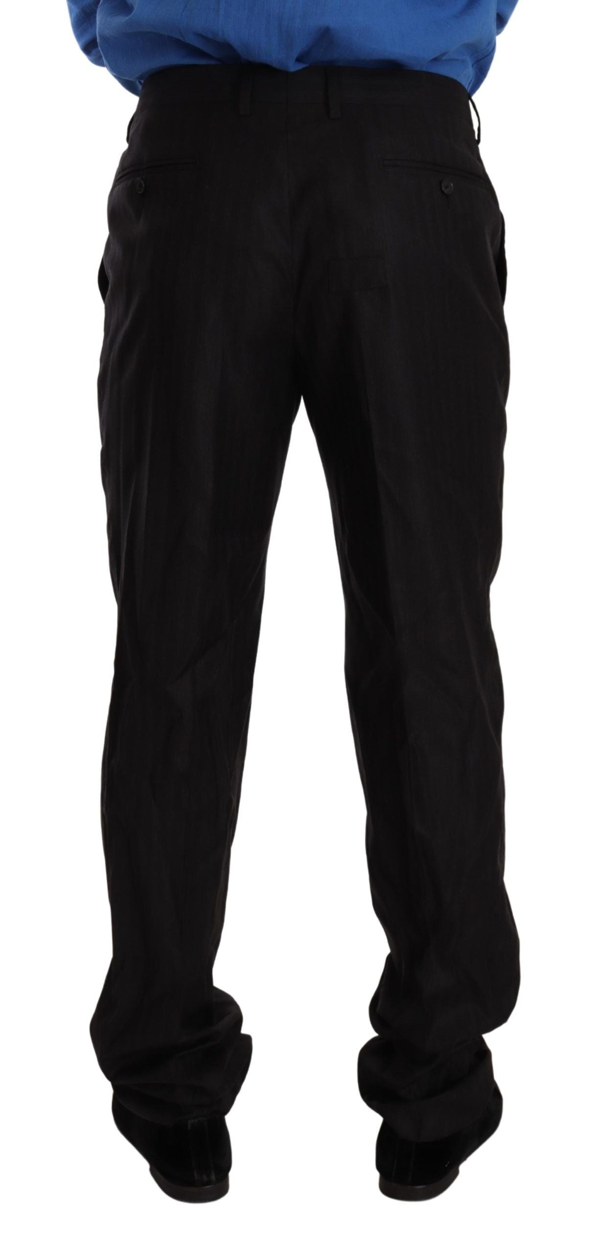 Dolce & Gabbana Elegant Striped Wool-Silk Dress Pants