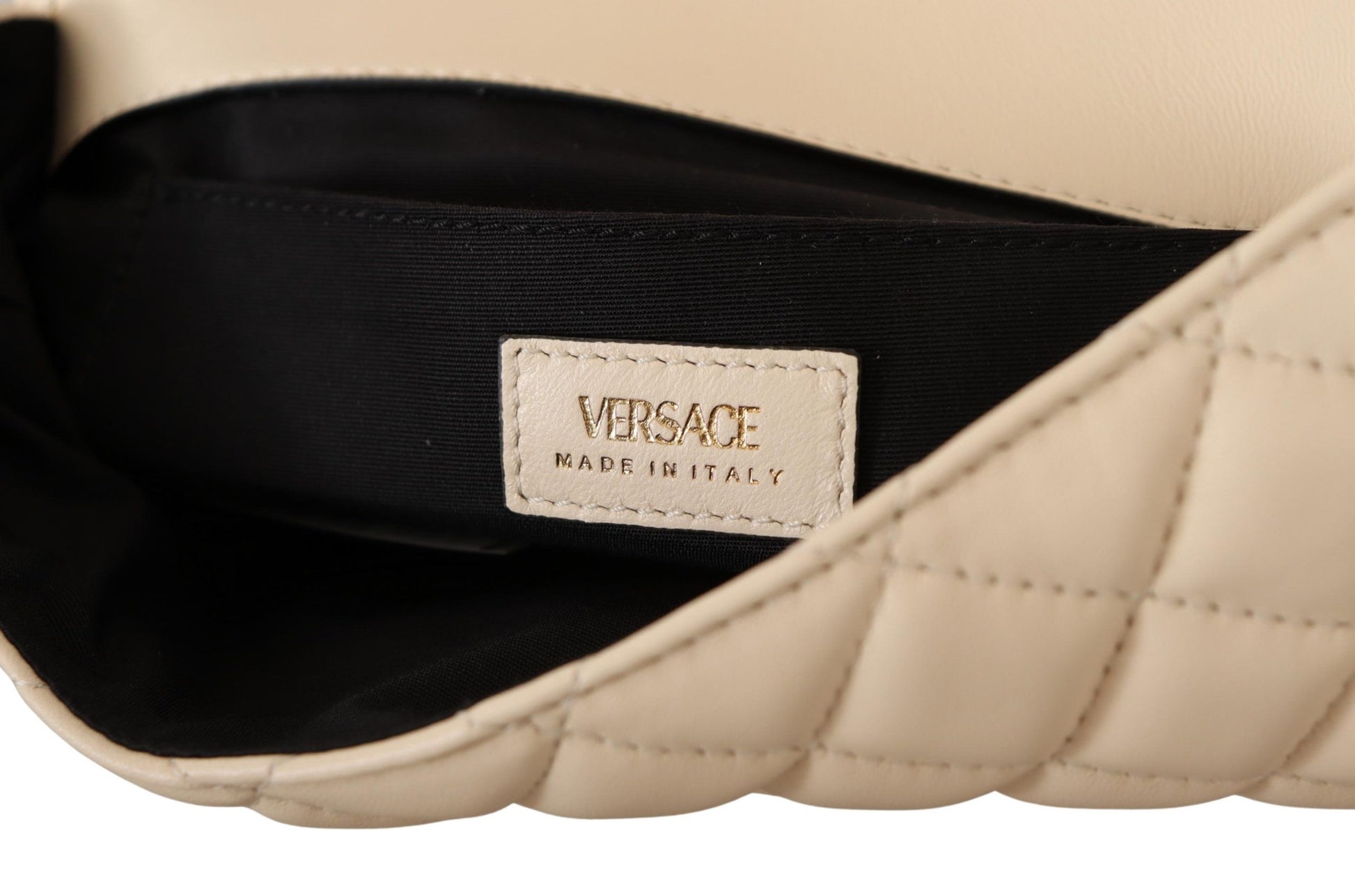 Versace Elegant White Nappa Leather Shoulder Bag - KALAJ