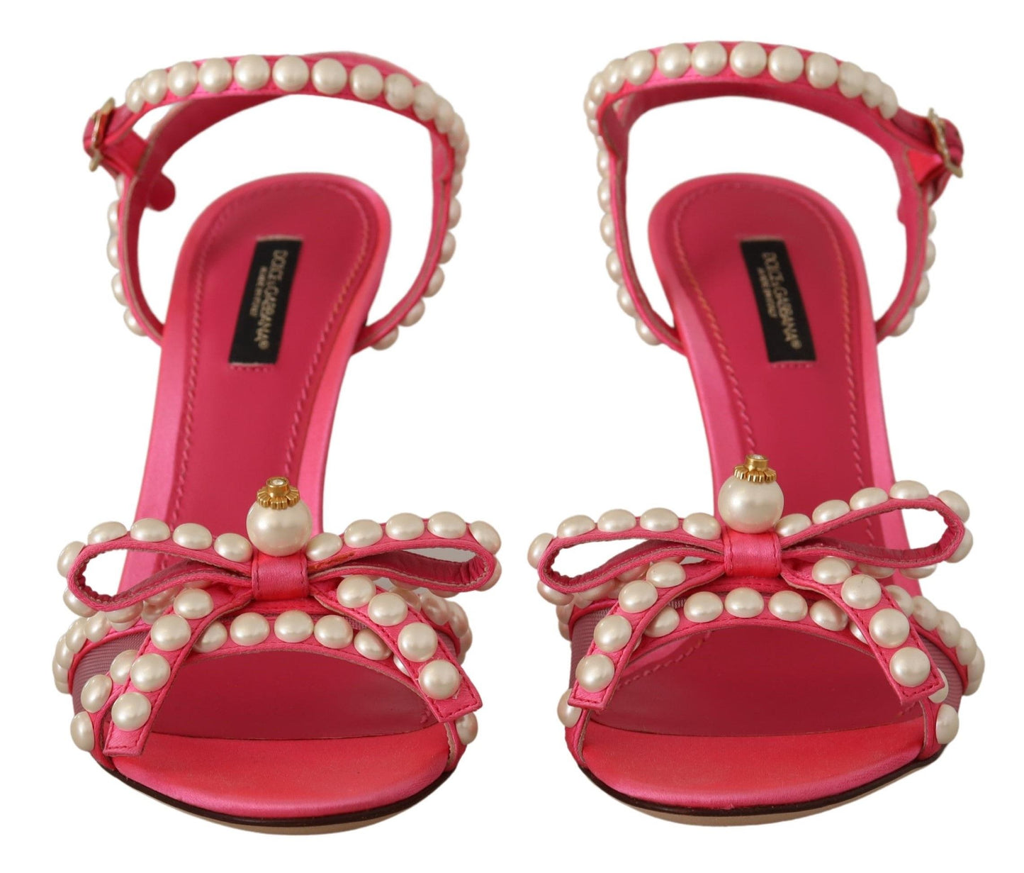 Dolce & Gabbana Elegant Pink Pearl Embellished Heels Sandals