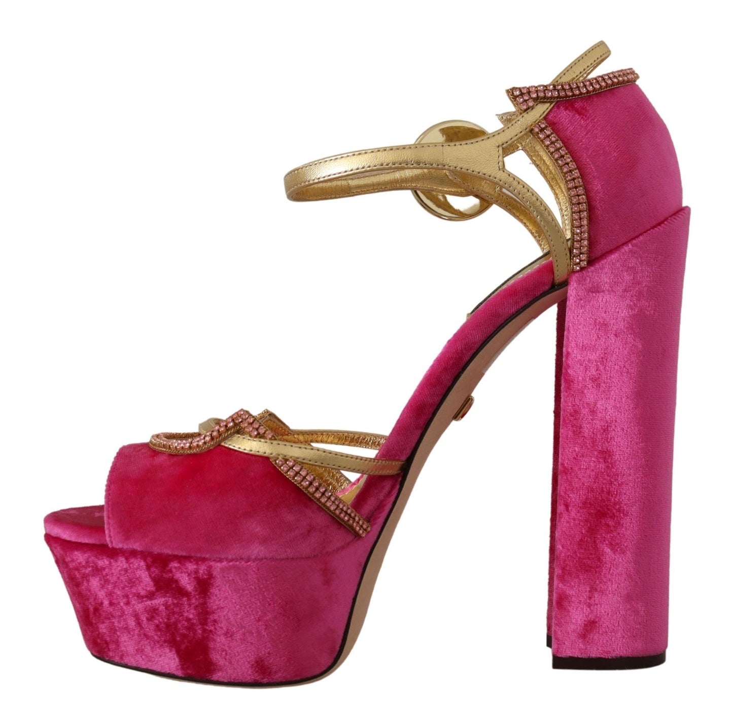 Dolce & Gabbana Ethereal Pink Velvet Crystal Sandals