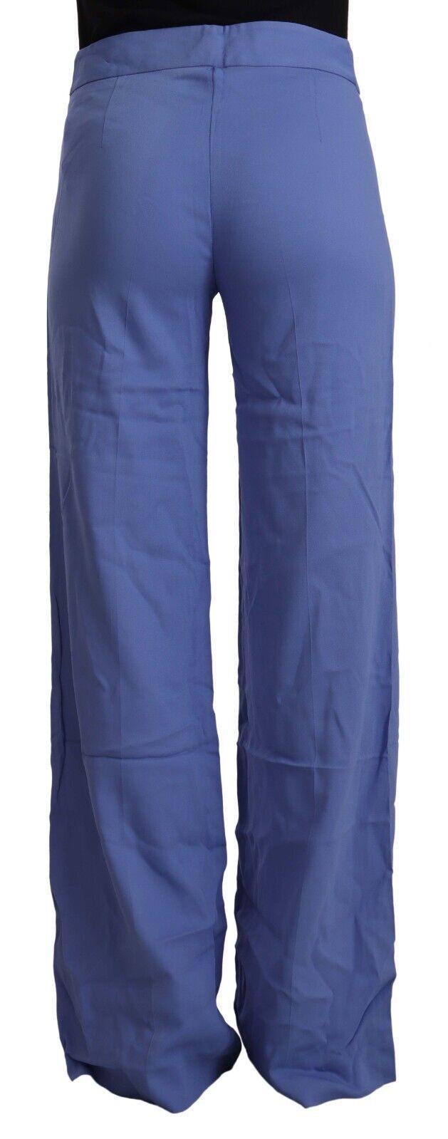 P.A.R.O.S.H. Chic Wide-Leg High Waist Blue Trousers