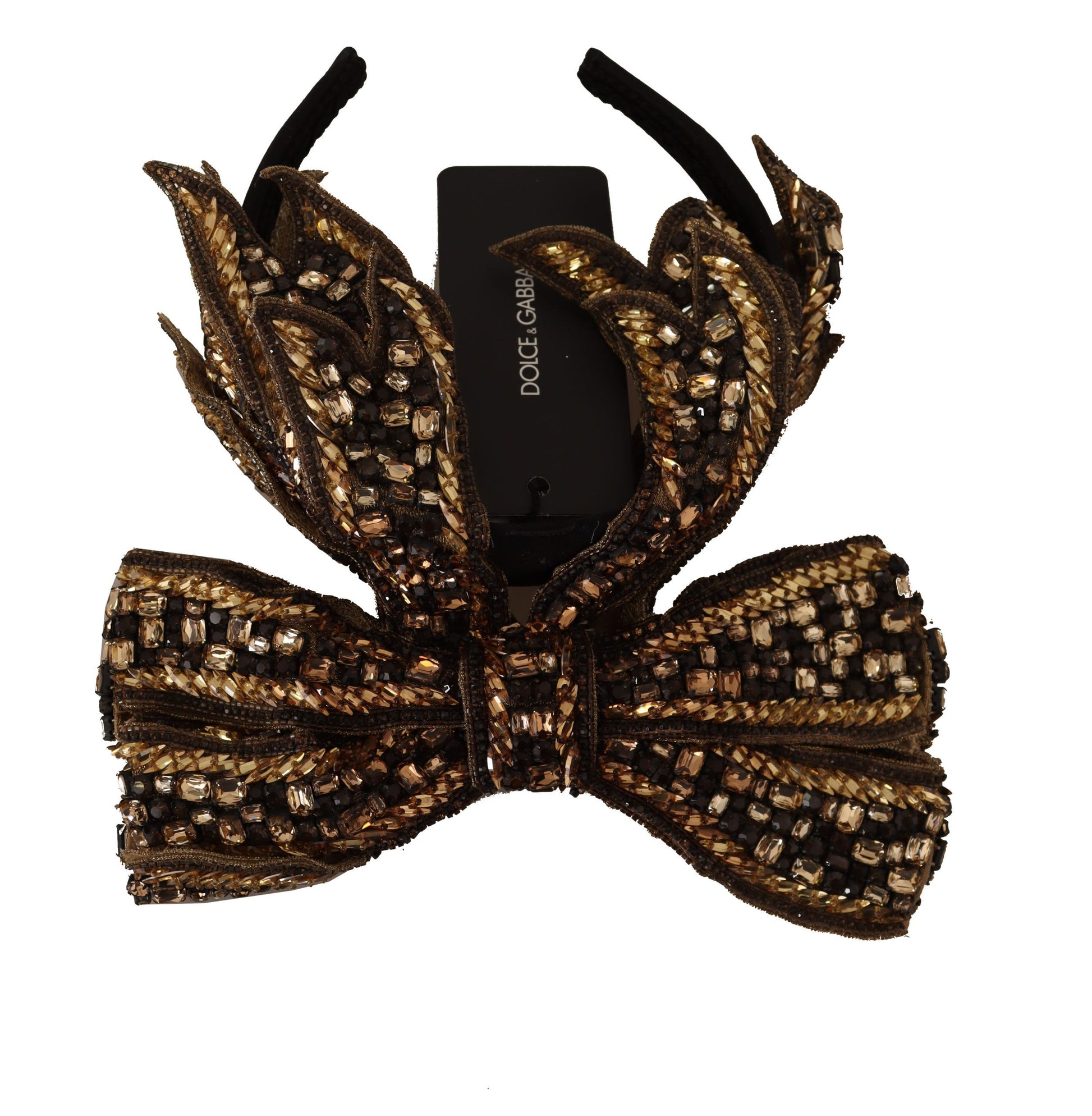 Dolce & Gabbana Elegant Gold Embellished Silk Diadem - KALAJ