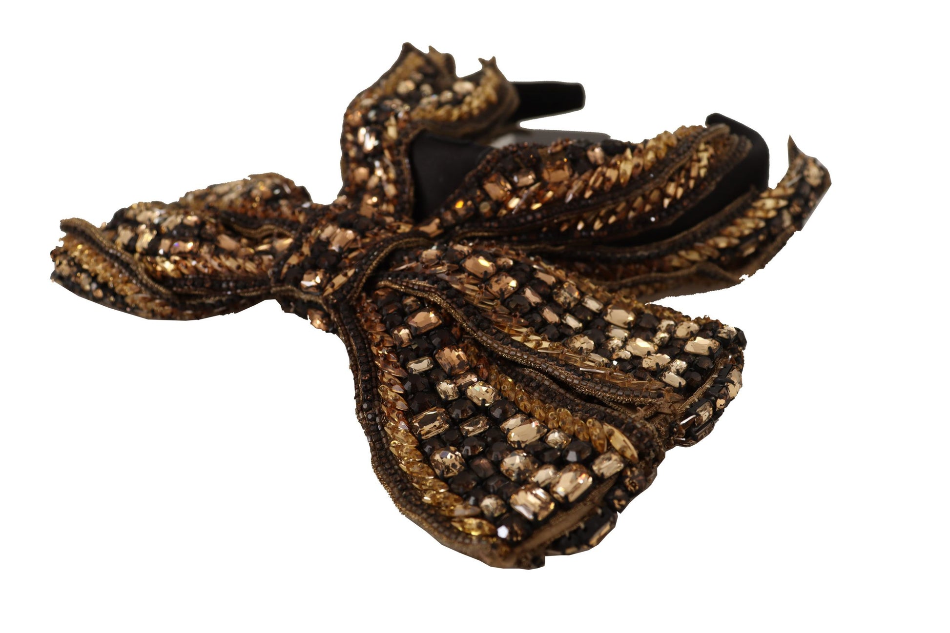 Dolce & Gabbana Elegant Gold Embellished Silk Diadem - KALAJ