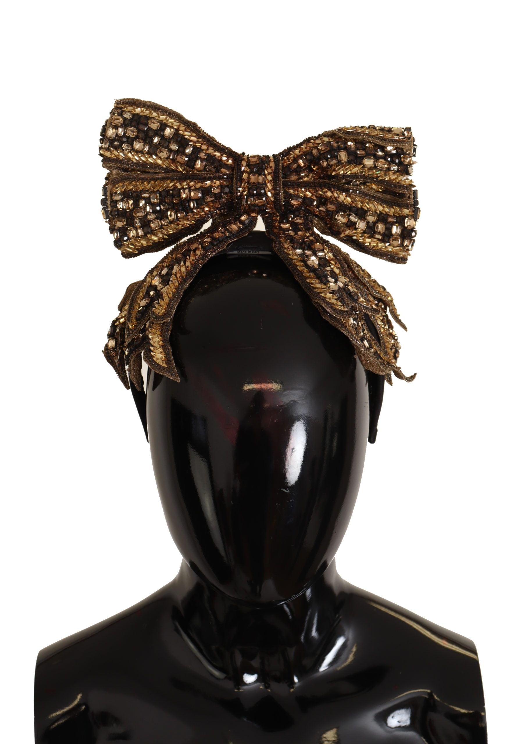 Dolce & Gabbana Elegant Gold Embellished Silk Diadem - KALAJ