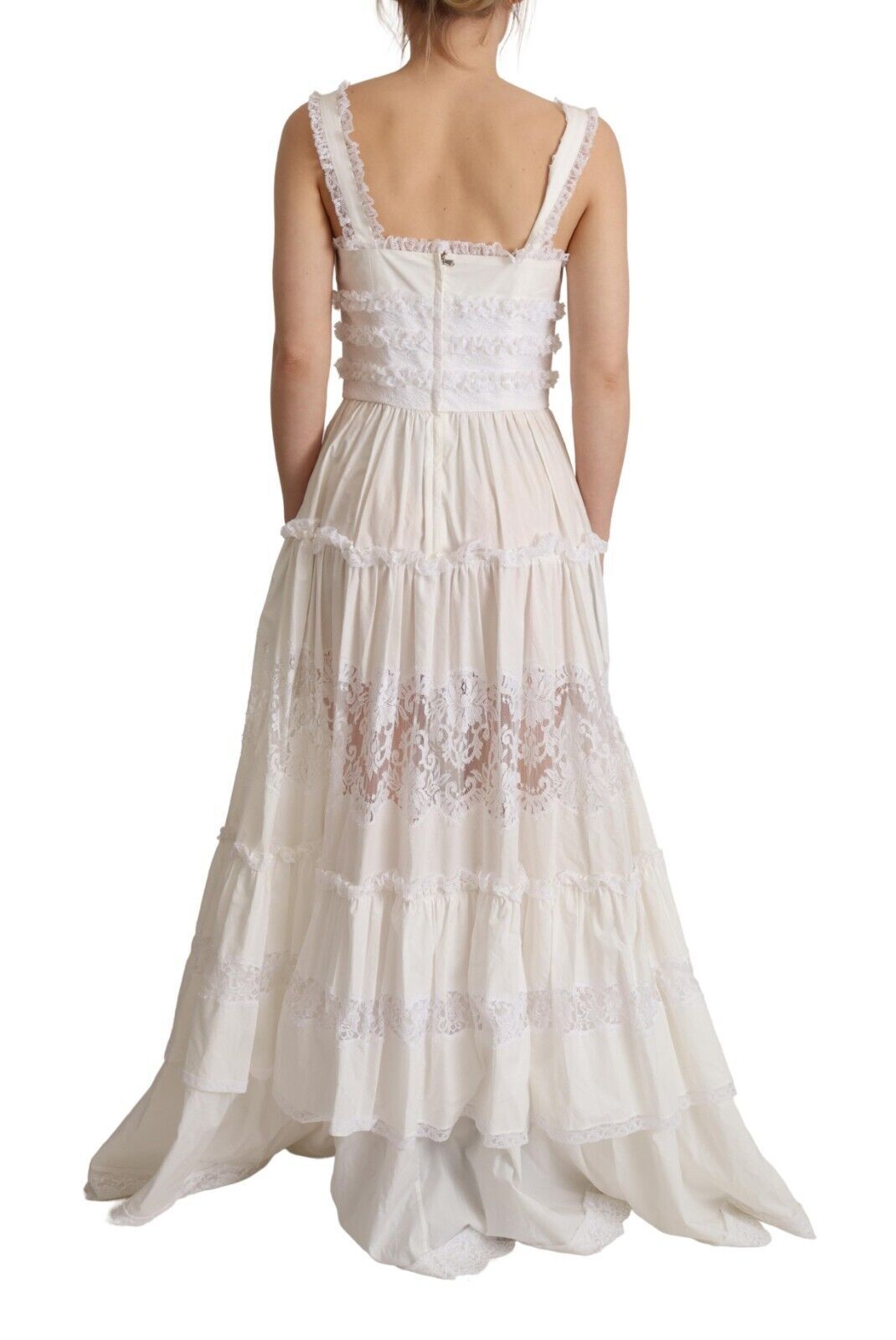 Dolce & Gabbana Elegant White A-Line Tiered Maxi Dress