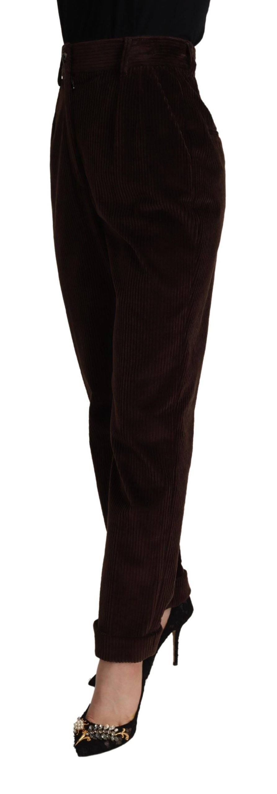 Dolce & Gabbana Elegant Bordeaux High-Waisted Corduroy Pants