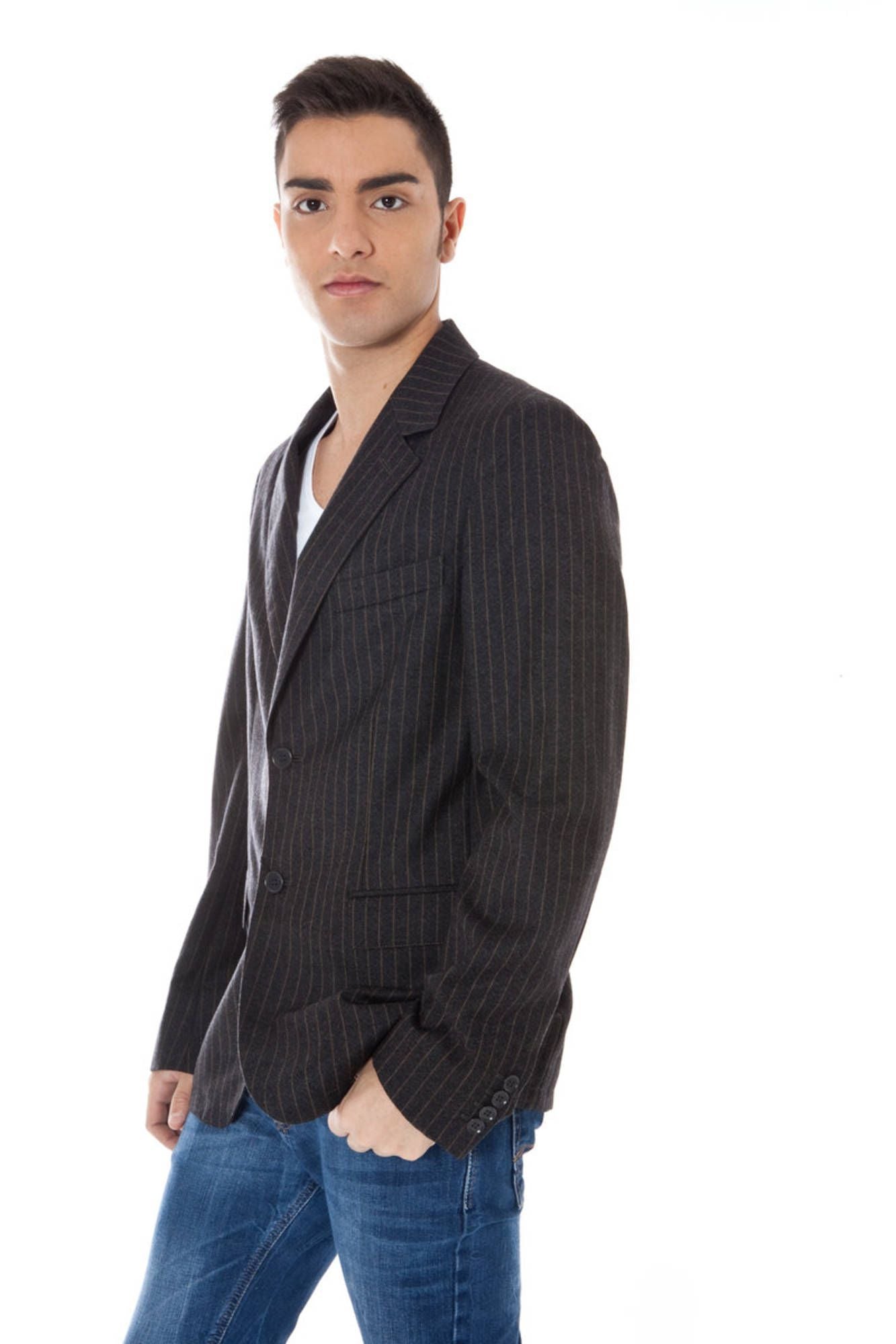 Calvin Klein Gray Wool Men Jacket