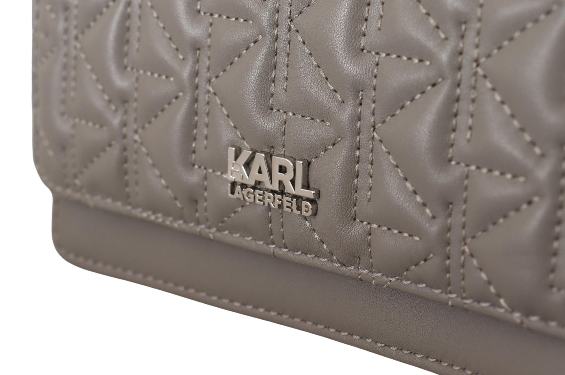 Karl Lagerfeld Elegant Grey Leather Crossbody Bag - KALAJ