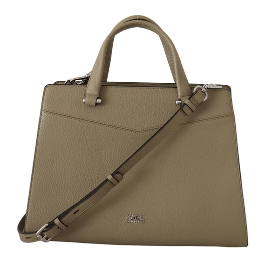 Karl Lagerfeld Enchanting Sage Green Leather Tote - KALAJ