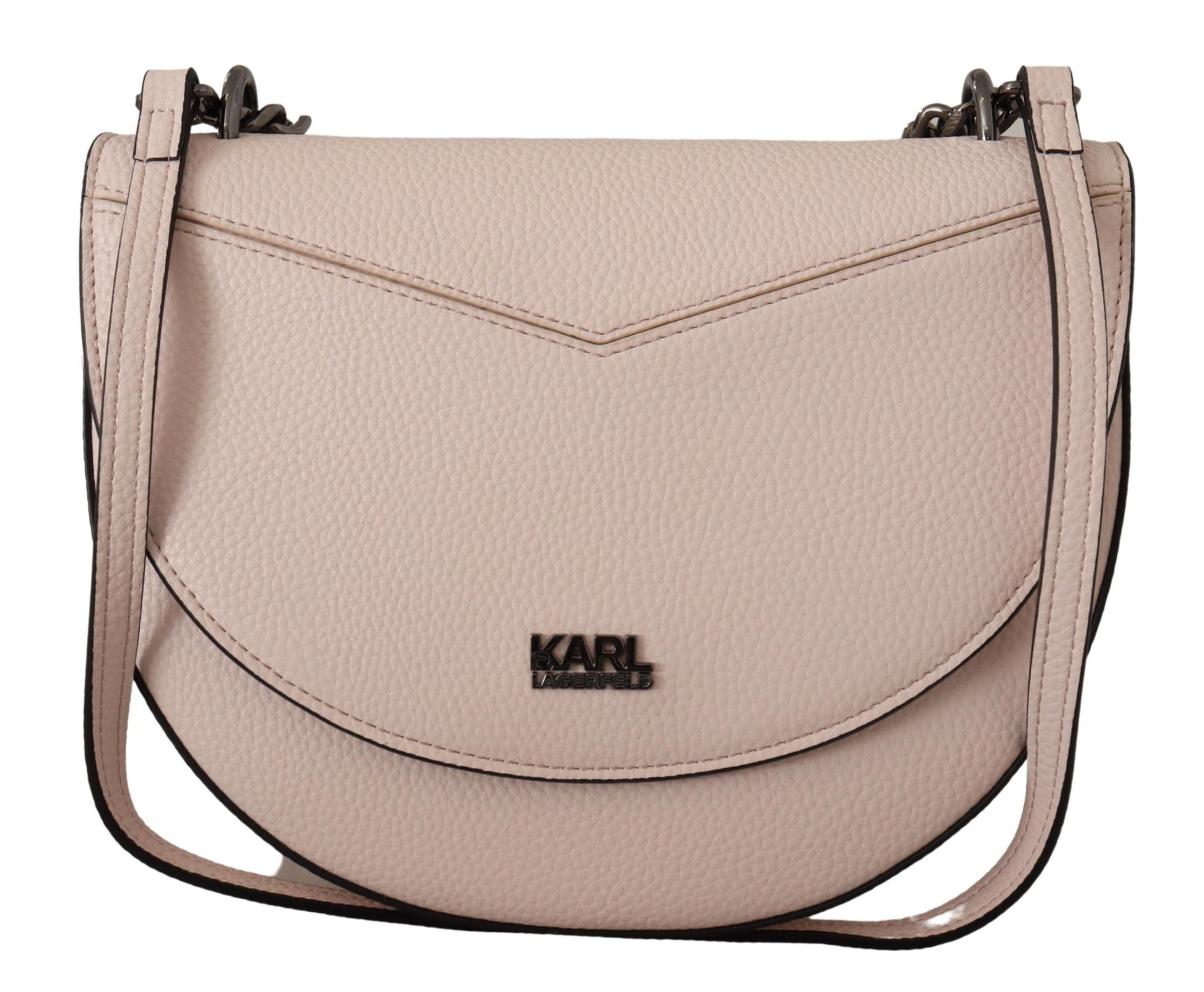 Karl Lagerfeld Elegant Mauve Light Pink Leather Shoulder Bag - KALAJ