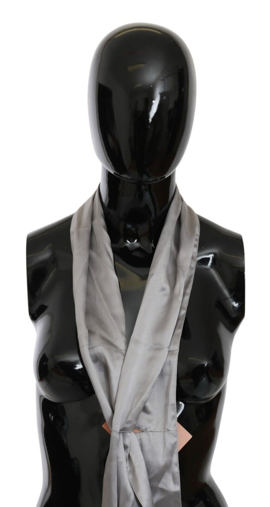 Ermanno Scervino Sleek Silver Silk Neck Scarf for Men - KALAJ