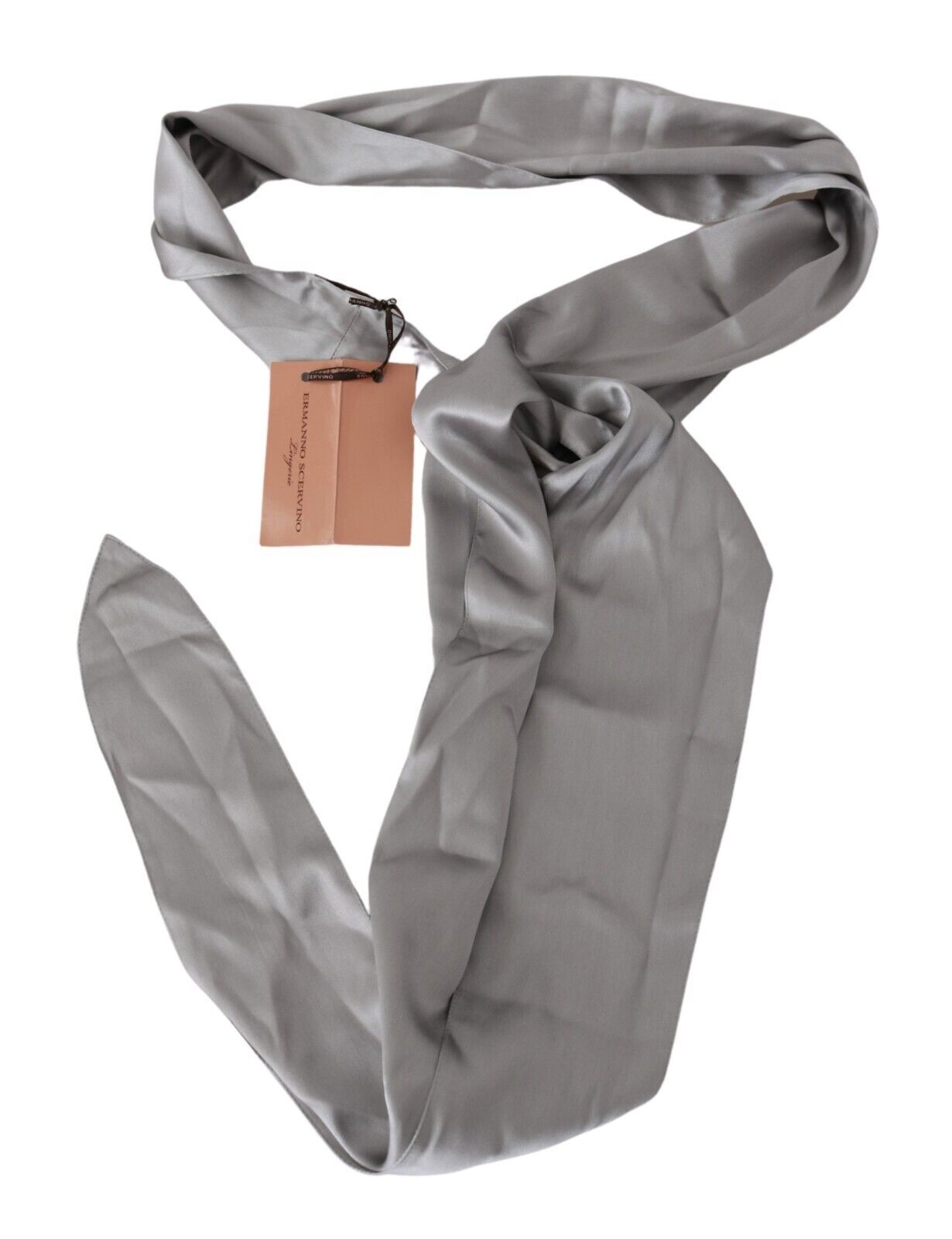 Ermanno Scervino Sleek Silver Silk Neck Scarf for Men - KALAJ