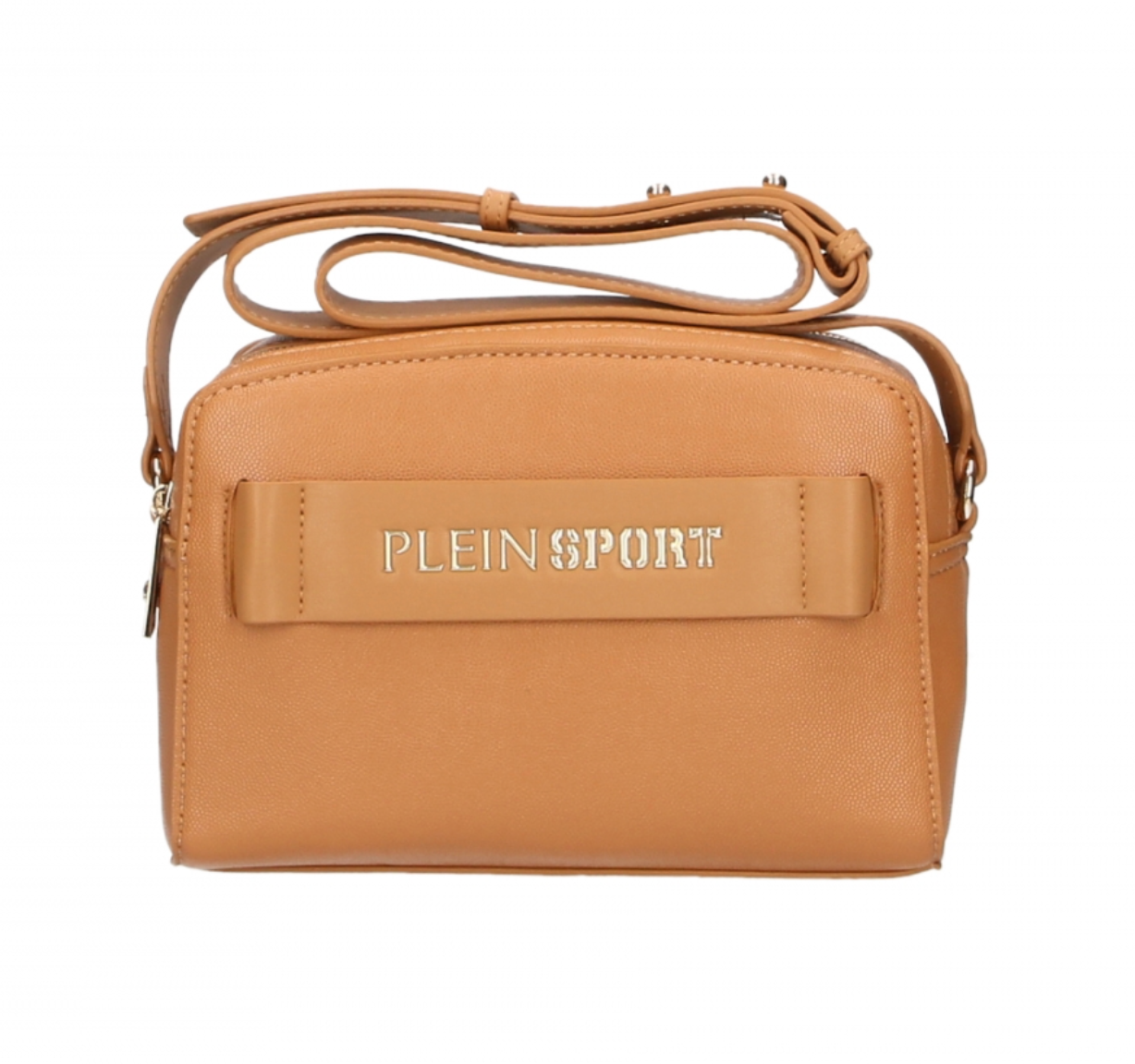 Plein Sport Chic Camel-Toned Crossbody with Double Zip Closure - KALAJ