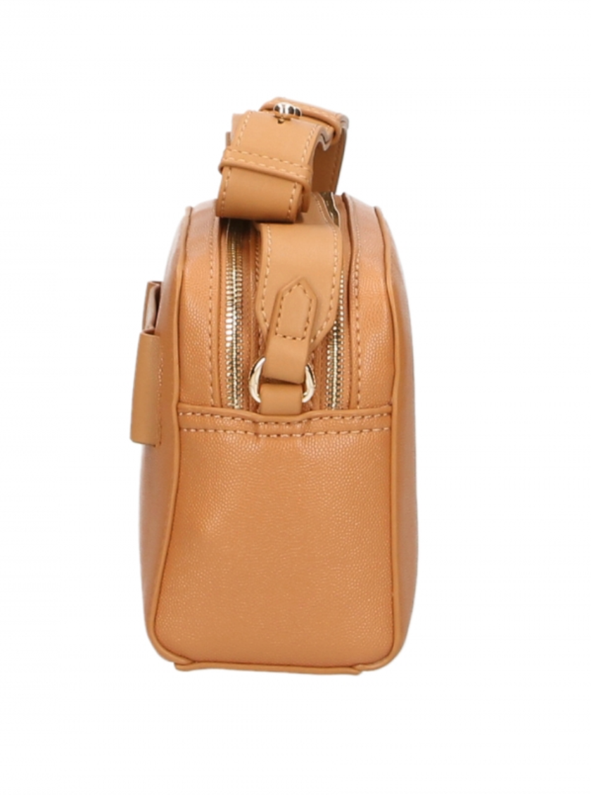 Plein Sport Chic Camel-Toned Crossbody with Double Zip Closure - KALAJ