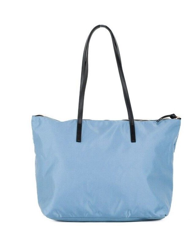 Versace Portuna Medusa Medium Cornflower Blue Nylon Leather Tote Bag Purse - KALAJ