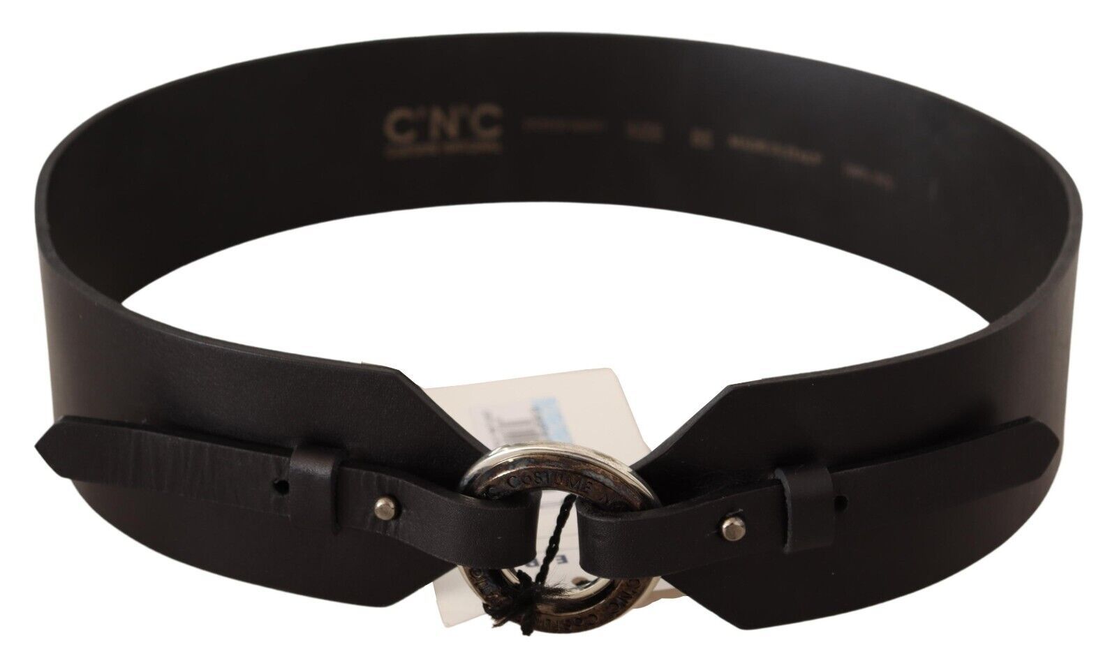 Costume National Chic Leather Fashion Belt with Silver-Tone Buckle - KALAJ