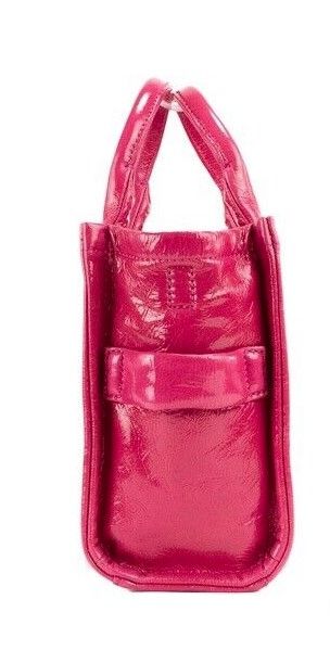 Marc Jacobs The Shiny Crinkle Mini Tote Magenta Leather Crossbody Handbag Purse - KALAJ