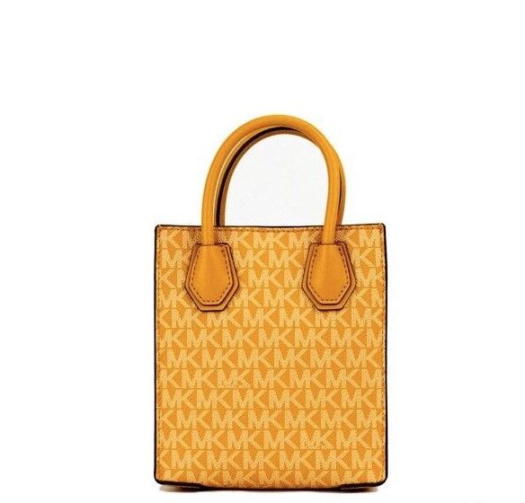 Michael Kors Mercer XS Honeycomb Gold Signature PVC North South Shopper Crossbody Bag - KALAJ