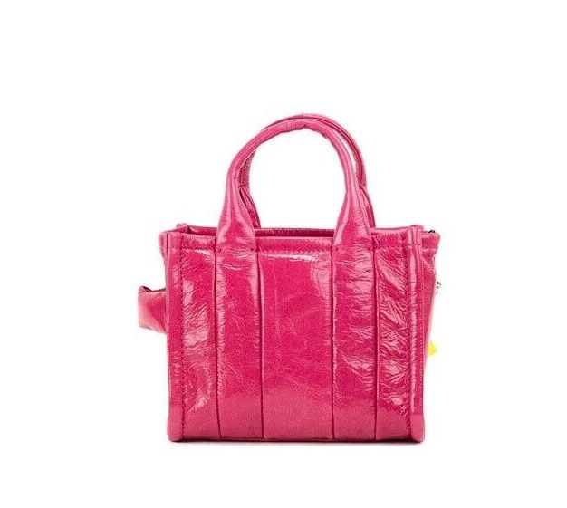 Marc Jacobs The Shiny Crinkle Micro Tote Magenta Leather Crossbody Bag Handbag - KALAJ