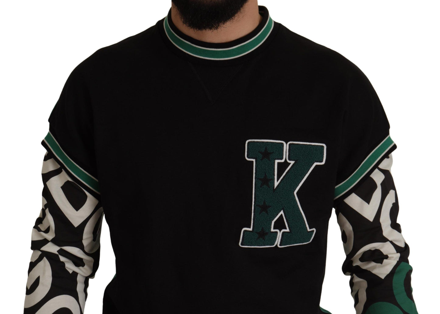 Dolce & Gabbana Regal Crewneck Pullover Sweater - Black & Green