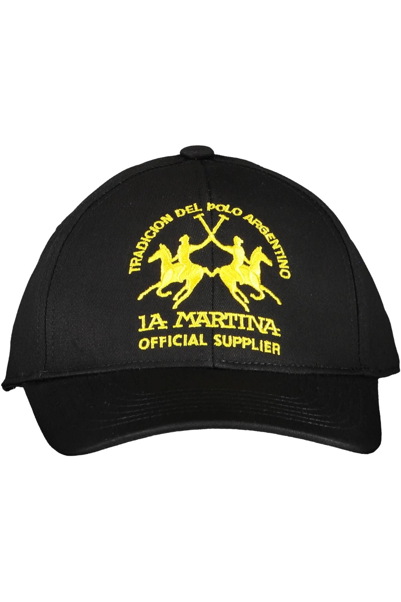 La Martina Black Cotton Men Cap - KALAJ