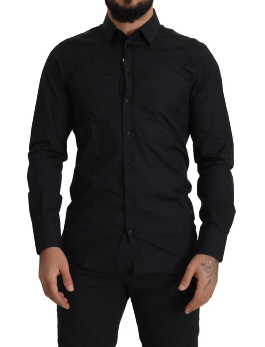 Dolce & Gabbana Elegant Slim Fit Black Cotton Dress Shirt