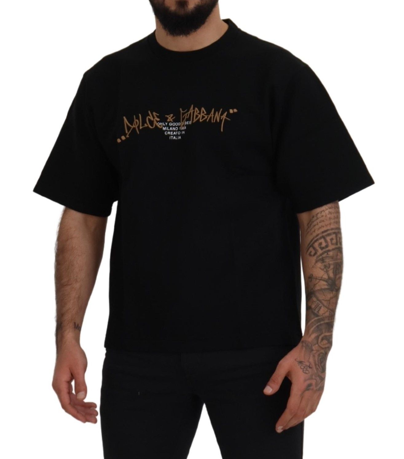 Dolce & Gabbana Elegant Black Cotton Blend Crewneck T-Shirt