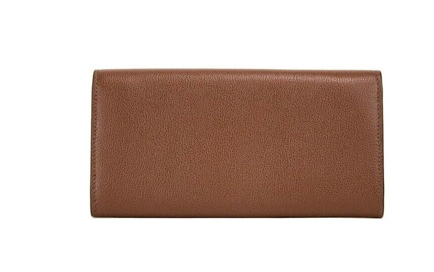 Burberry Porter Tan Grained Leather Embossed Continental Clutch Flap Wallet Brown - KALAJ