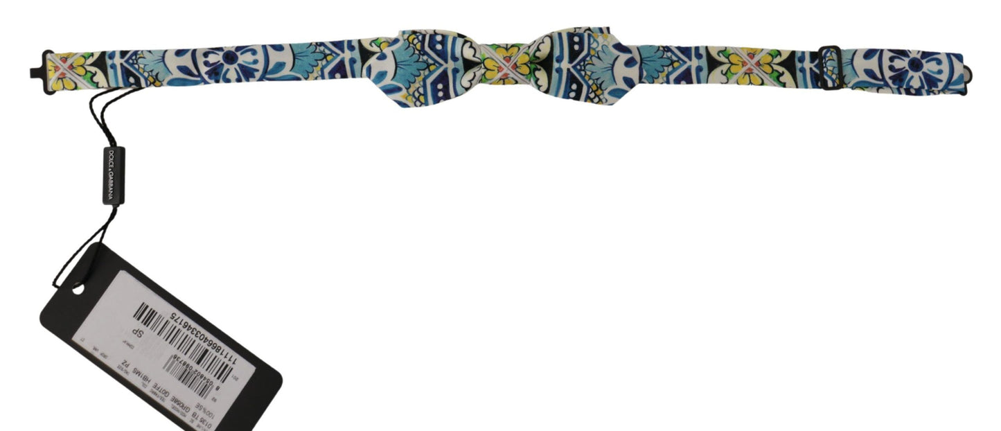 Dolce & Gabbana Majolica Print Silk Bow Tie - KALAJ