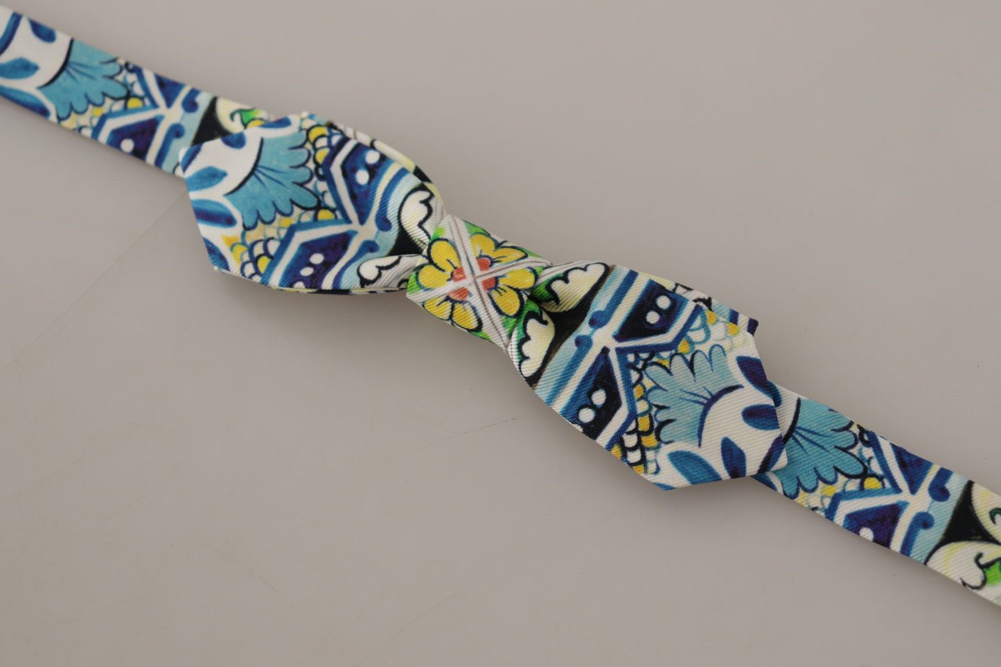 Dolce & Gabbana Majolica Print Silk Bow Tie - KALAJ