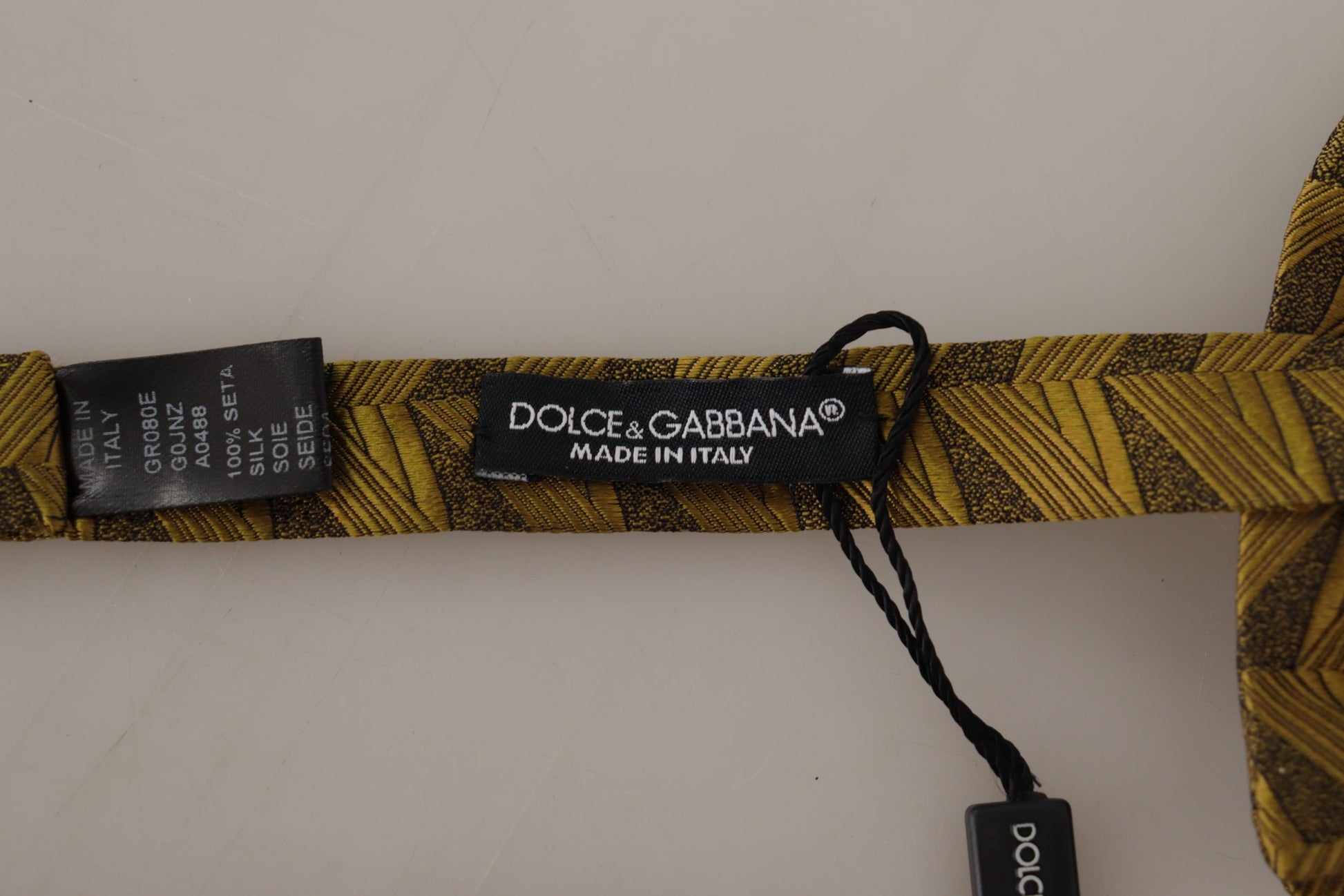 Dolce & Gabbana Elegant Gold Silk Bow Tie - KALAJ