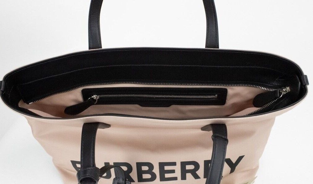 Burberry Small Rose Beige Logo Branded Econyl Nylon Tote Shoulder Handbag Purse - KALAJ