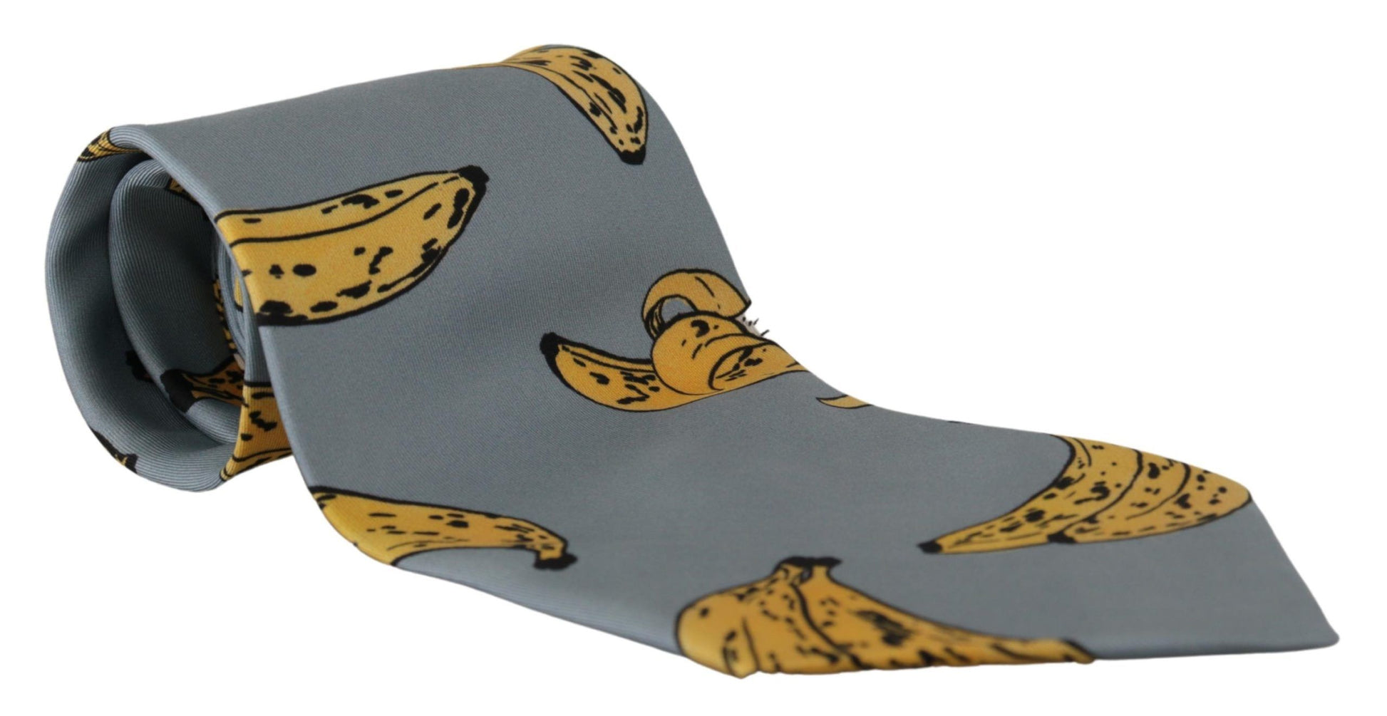 Dolce & Gabbana Elegant Blue Banana Print Silk Tie - KALAJ