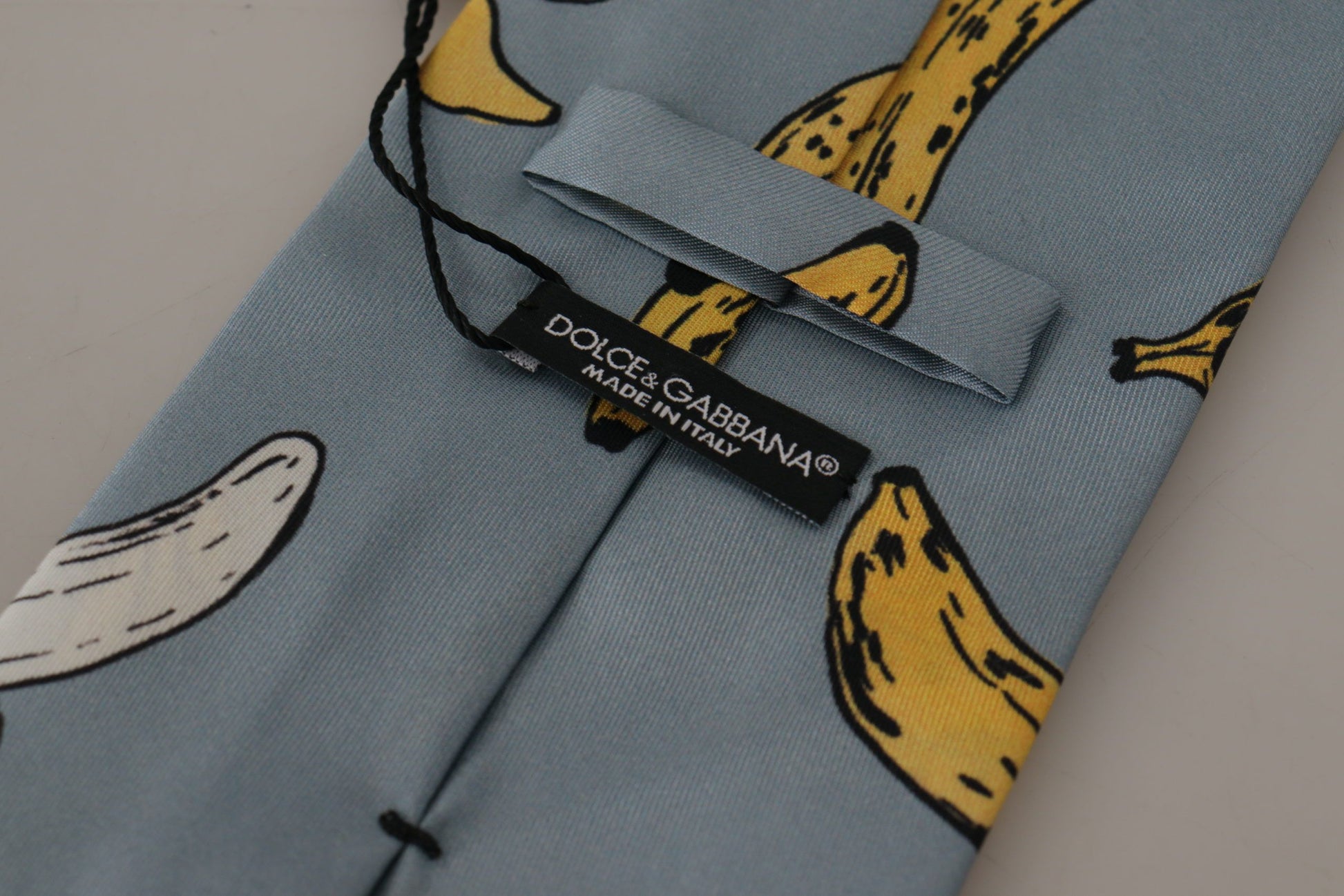 Dolce & Gabbana Elegant Blue Banana Print Silk Tie - KALAJ