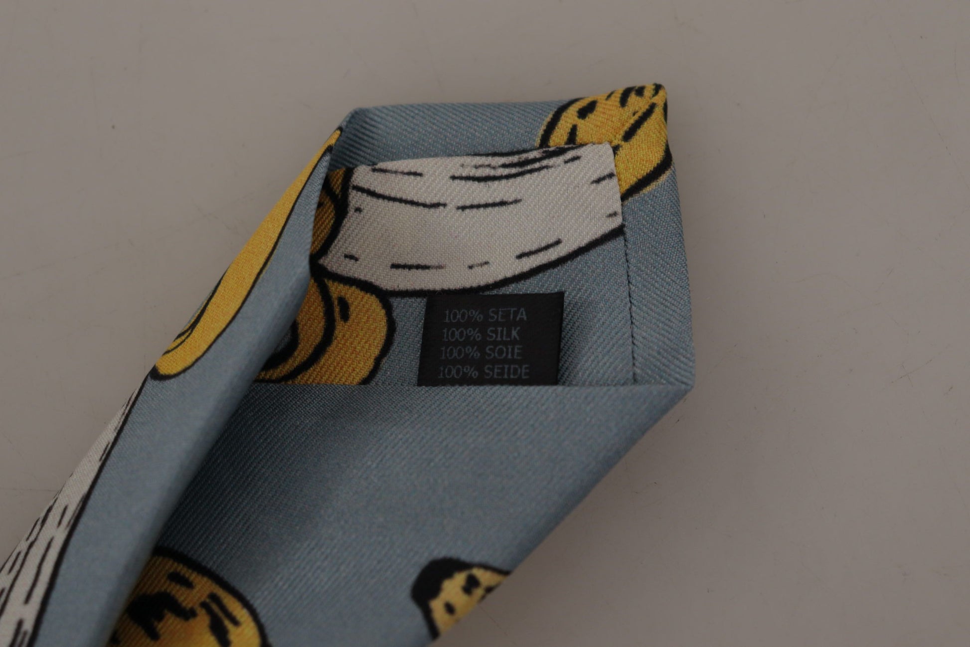 Dolce & Gabbana Elegant Blue Banana Print Silk Tie - KALAJ