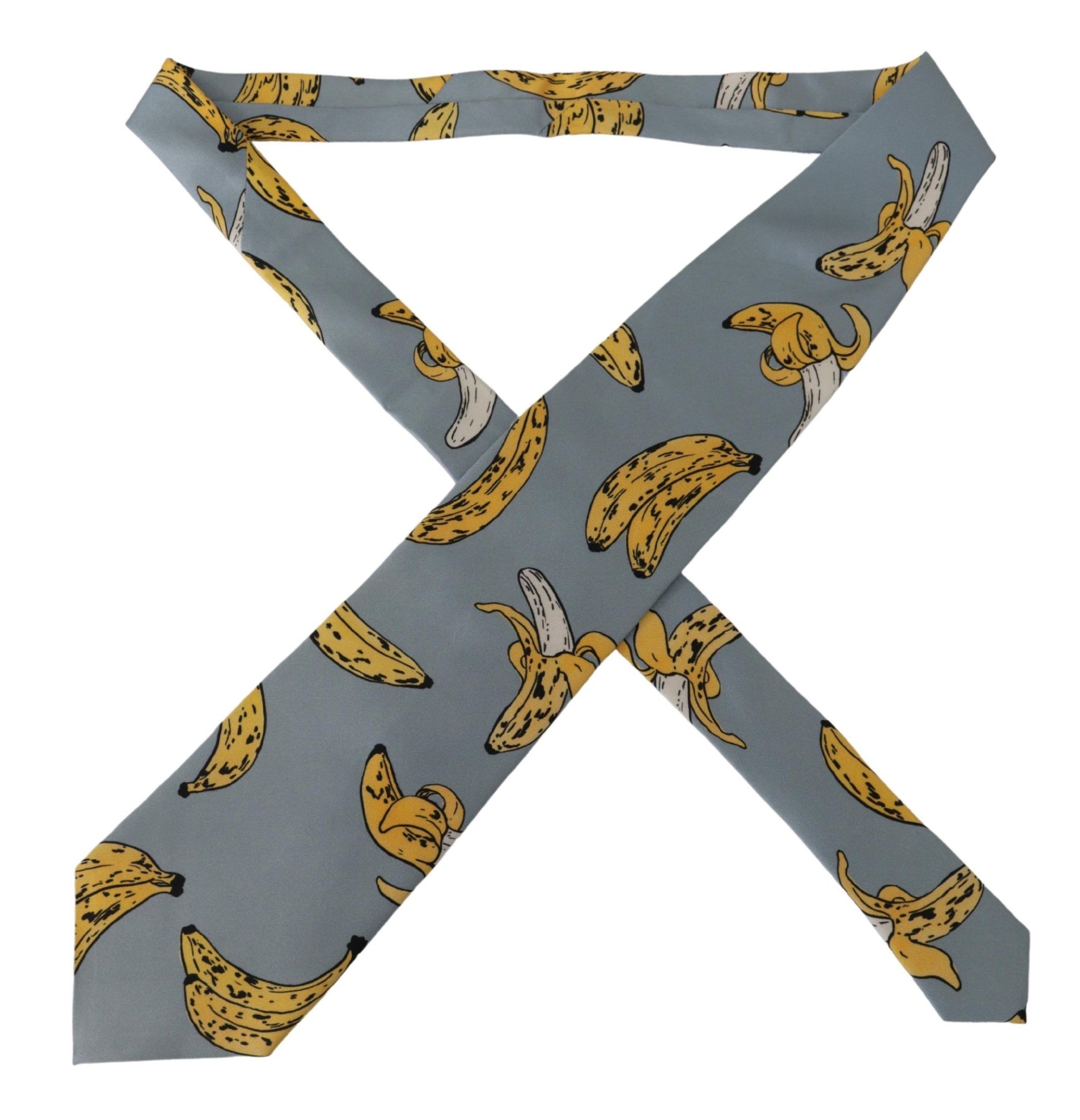 Dolce & Gabbana Elegant Blue Banana Print Silk Tie - KALAJ