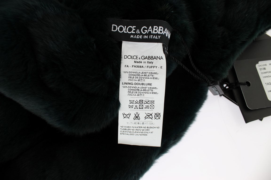 Dolce & Gabbana Exclusive Green Weasel Fur Hooded Scarf - KALAJ