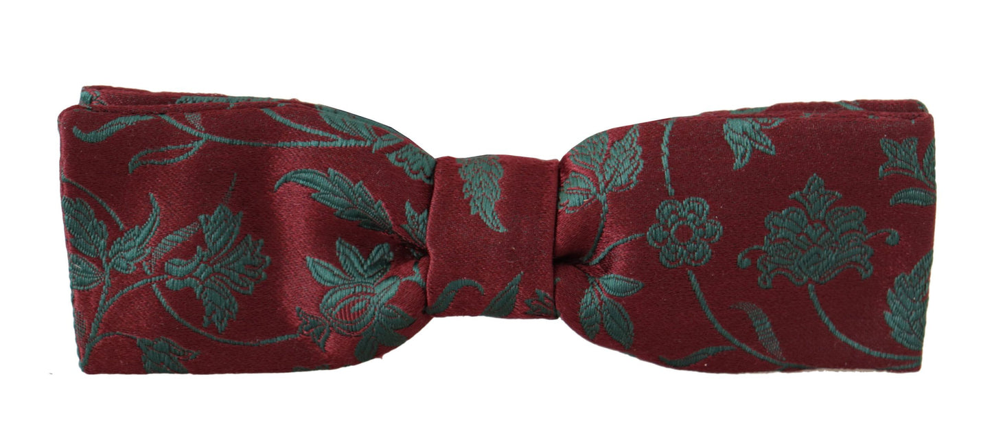 Dolce & Gabbana Elegant Maroon Patterned Bow Tie - KALAJ