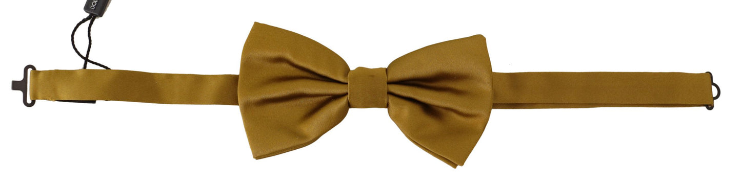 Dolce & Gabbana Elegant Mustard Silk Bow Tie - KALAJ