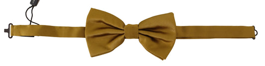 Dolce & Gabbana Elegant Mustard Silk Bow Tie - KALAJ