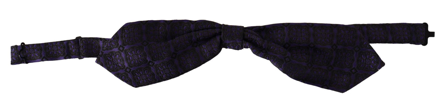 Dolce & Gabbana Elegant Blue Geometric Silk Bow Tie - KALAJ