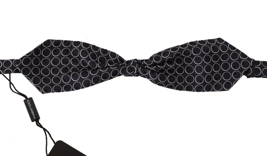 Dolce & Gabbana Elegant Black and White Silk Bow Tie - KALAJ