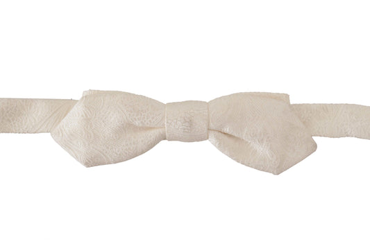 Dolce & Gabbana Elegant White Silk Bow Tie - KALAJ