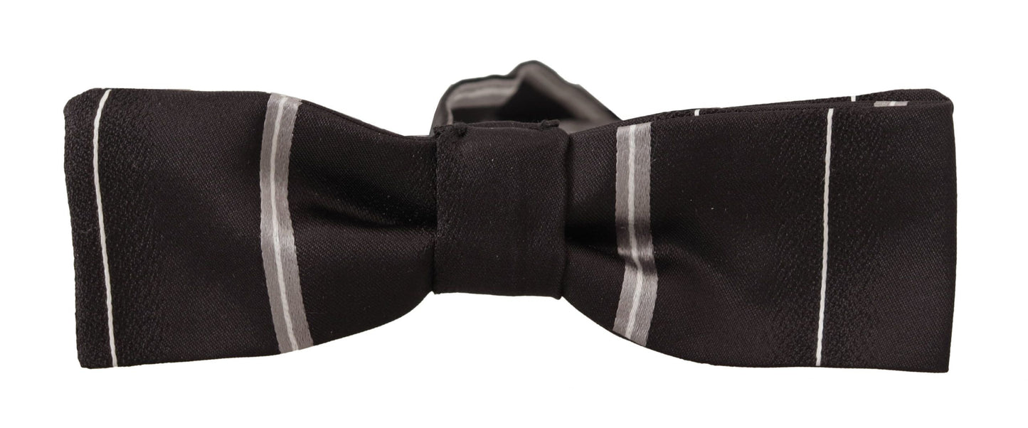 Dolce & Gabbana Elegant Silk Bow Tie in Black and Grey - KALAJ