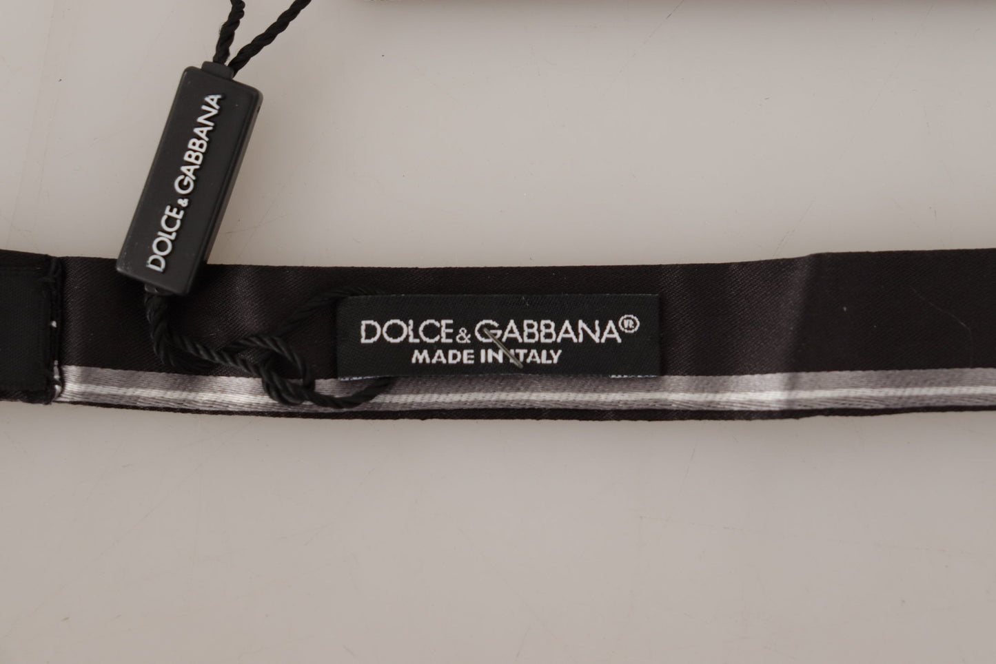 Dolce & Gabbana Elegant Silk Bow Tie in Black and Grey - KALAJ