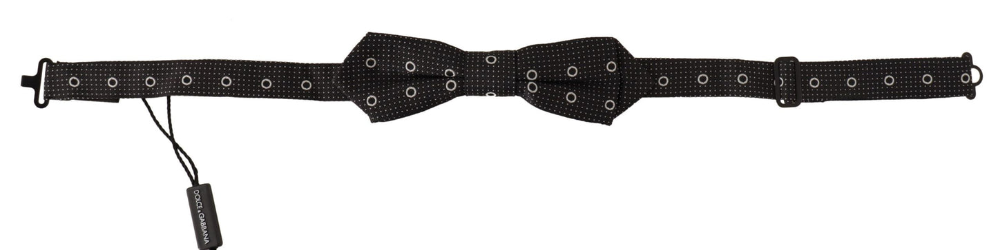 Dolce & Gabbana Polka Dot Silk Bow Tie in Black and White - KALAJ