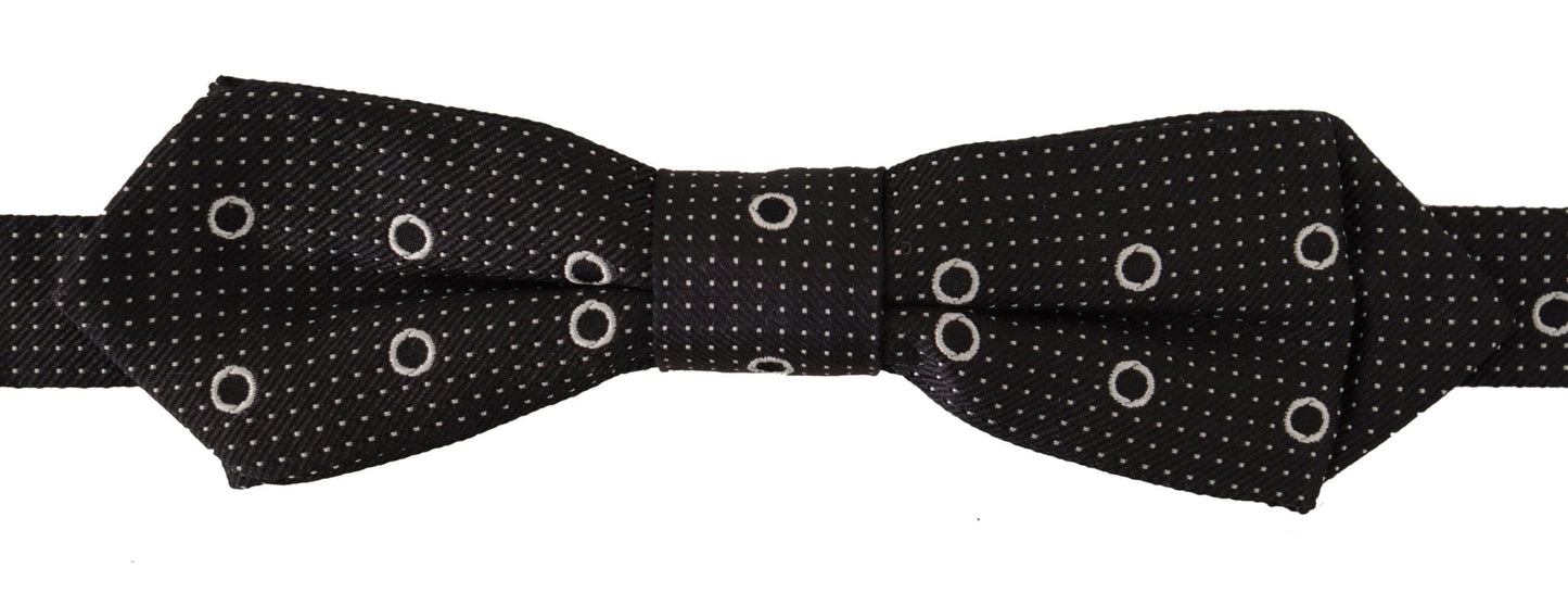 Dolce & Gabbana Polka Dot Silk Bow Tie in Black and White - KALAJ