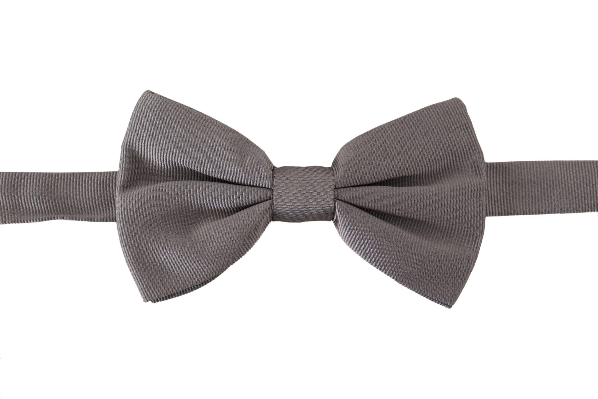 Dolce & Gabbana Elegant Gray Silk Bow Tie - KALAJ