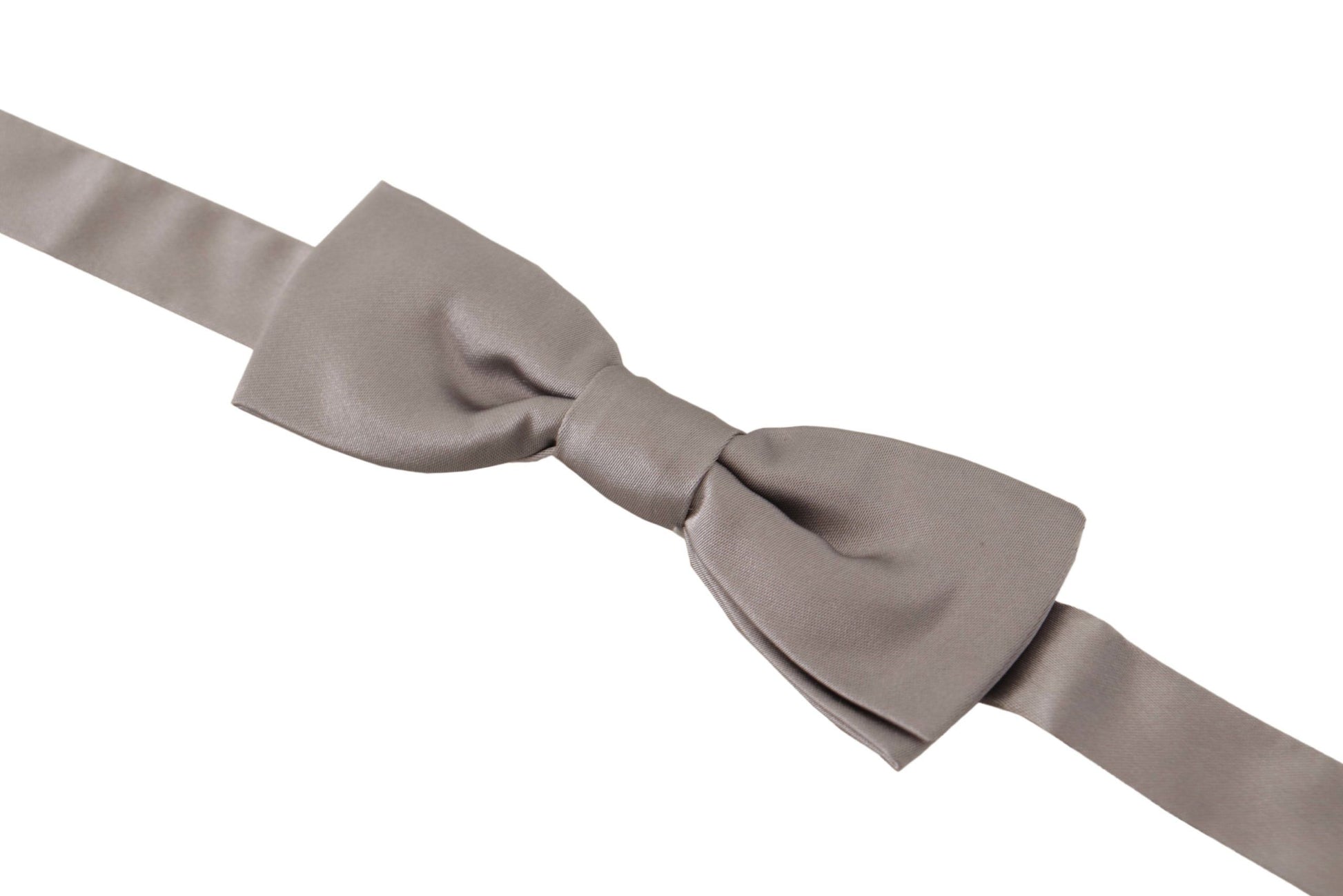 Dolce & Gabbana Elegant Silver Silk Bow Tie for Sophisticated Evening - KALAJ